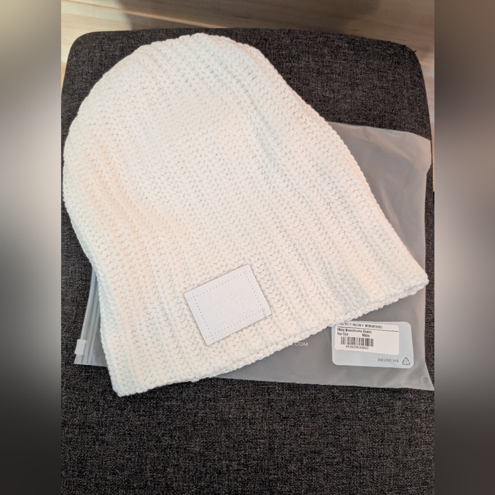 Love Your Melon Ivory Knit Beanie